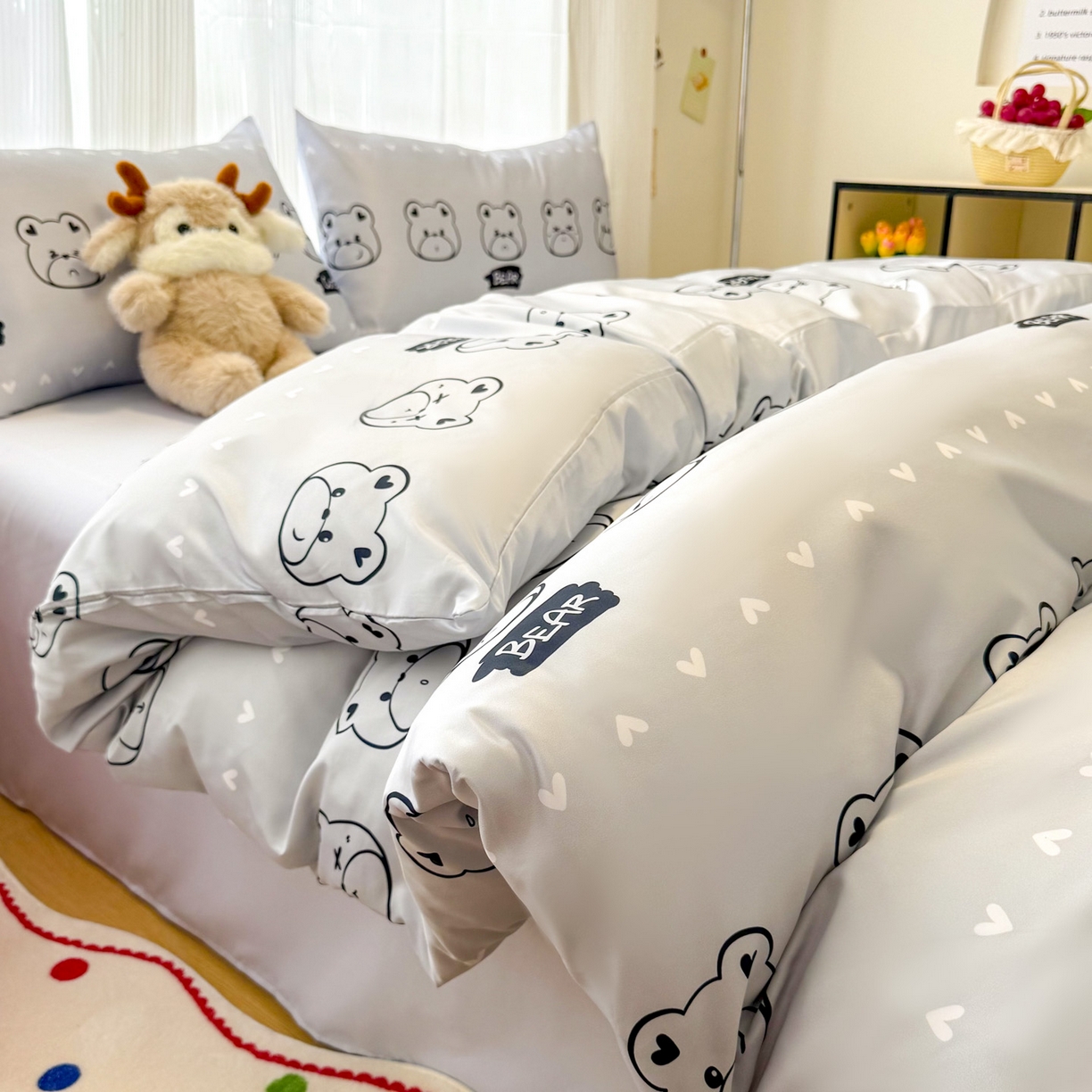 91家纺网 家纺一手货源 找家纺 （总）老K (原美阁） 2026春夏新款卡通冰丝简约款水洗真丝四件套