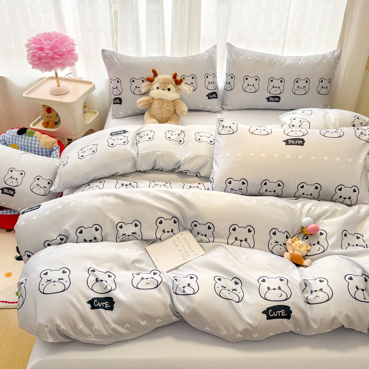 91家纺网 家纺一手货源 找家纺 （总）老K (原美阁） 2026春夏新款卡通冰丝简约款水洗真丝四件套