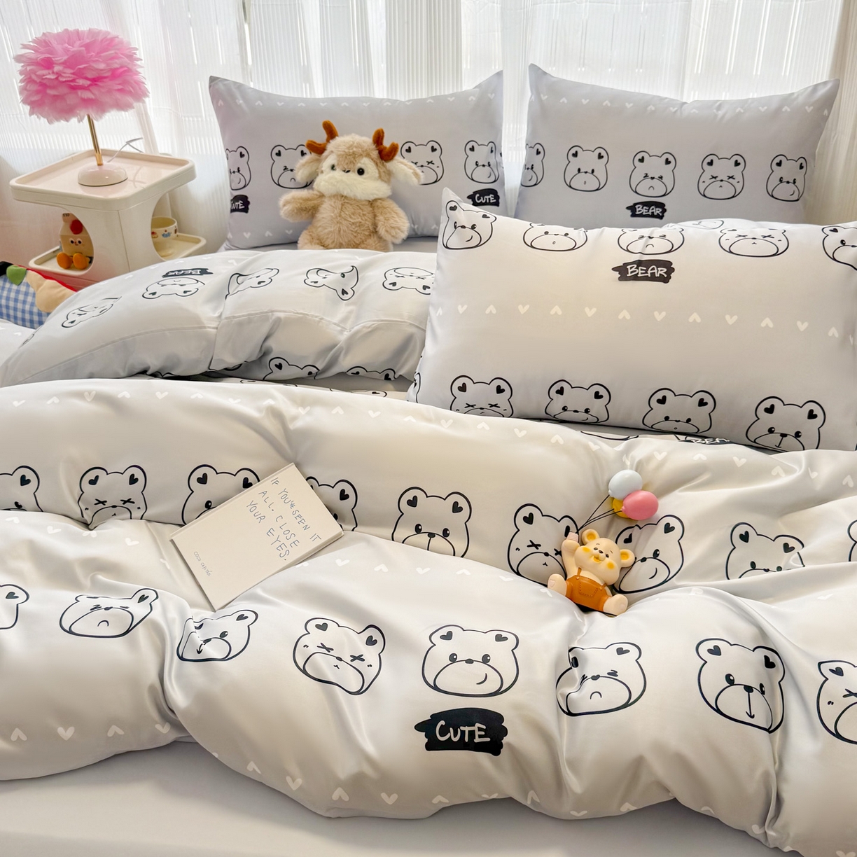 91家纺网 家纺一手货源 找家纺 （总）老K (原美阁） 2026春夏新款卡通冰丝简约款水洗真丝四件套