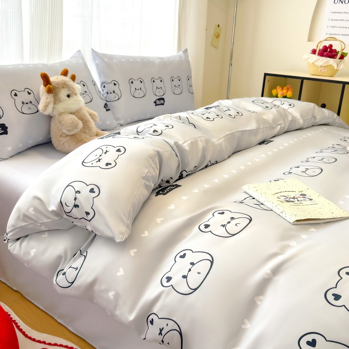 91家纺网 家纺一手货源 找家纺 （总）老K (原美阁） 2026春夏新款卡通冰丝简约款水洗真丝四件套