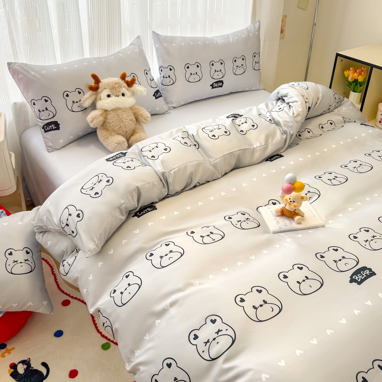 91家纺网 家纺一手货源 找家纺 （总）老K (原美阁） 2026春夏新款卡通冰丝简约款水洗真丝四件套