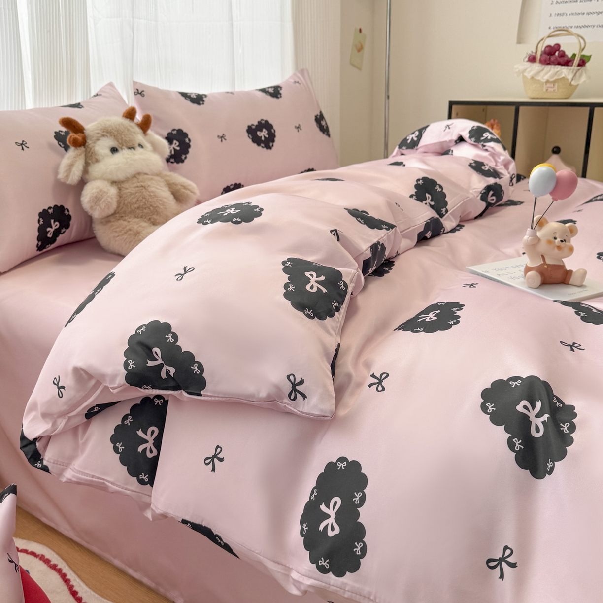 91家纺网 家纺一手货源 找家纺 （总）老K (原美阁） 2026春夏新款卡通冰丝简约款水洗真丝四件套