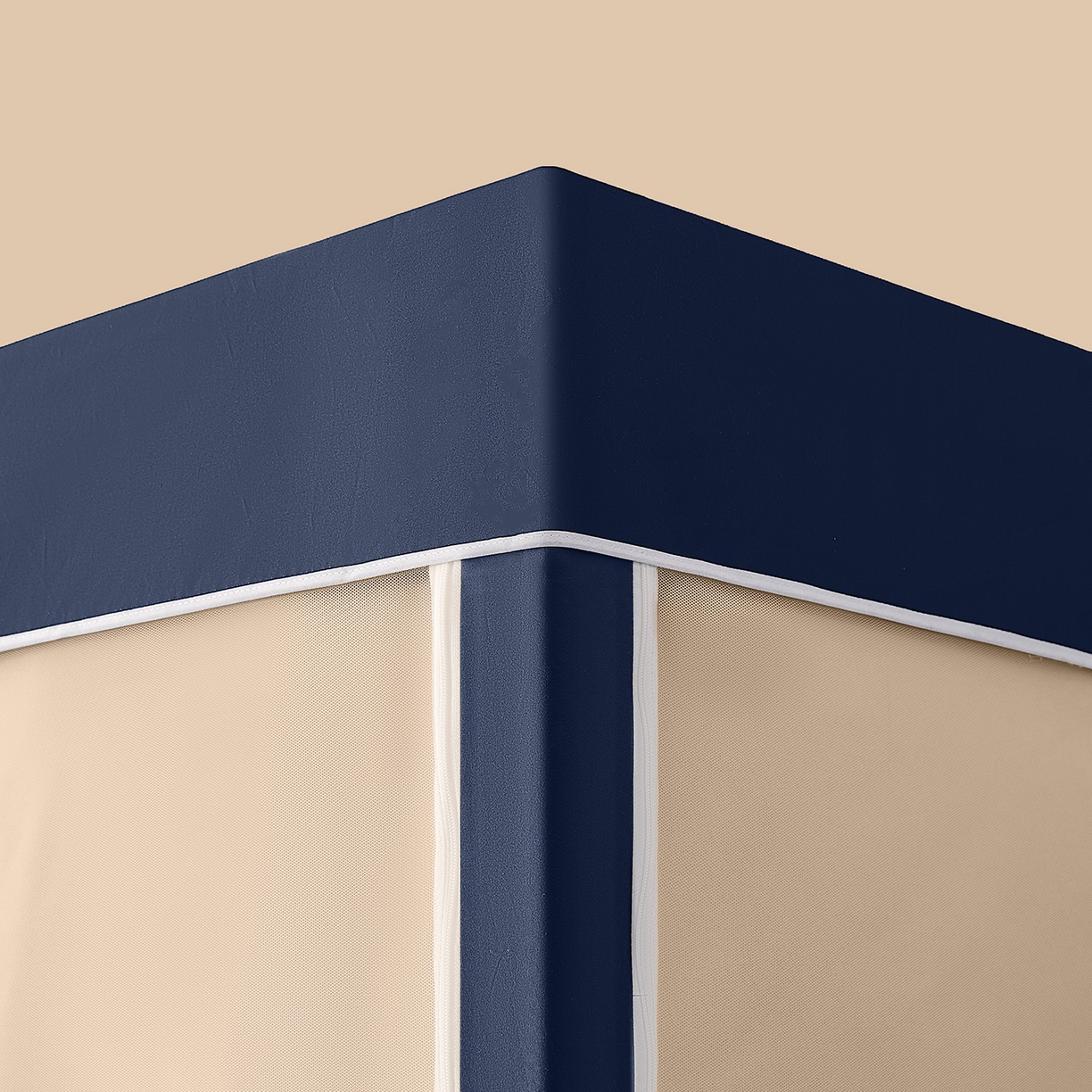 91家纺网 家纺一手货源 找家纺 壹和 2026新款纯物理无涂层无覆膜款遮光防蚊学生坐床蚊帐 靛蓝拼米