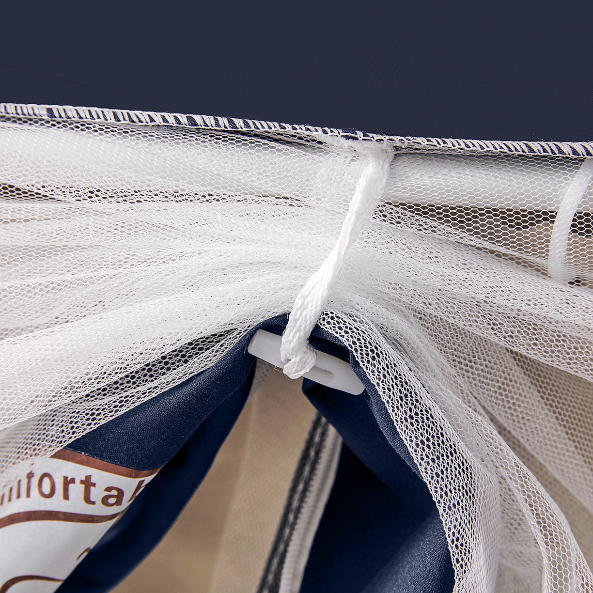 91家纺网 家纺一手货源 找家纺 壹和 2026新款纯物理无涂层无覆膜款遮光防蚊学生坐床蚊帐 靛蓝拼米