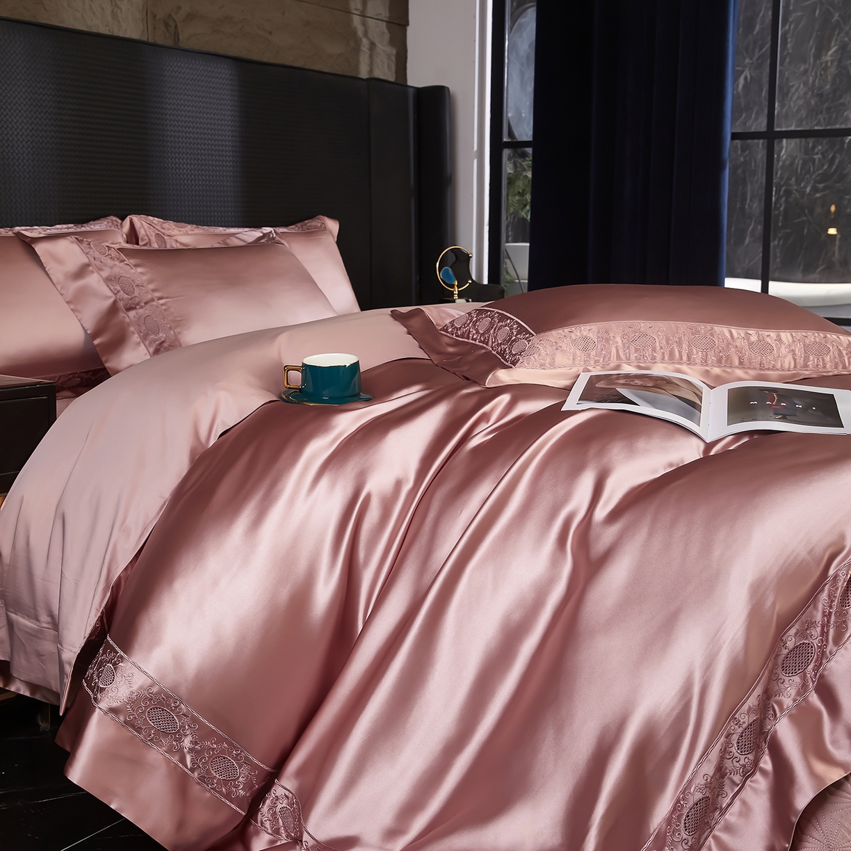 91家纺网 家纺一手货源 找家纺 （总）edra 2026新款真丝天丝轻奢床盖款四件套-圣罗兰