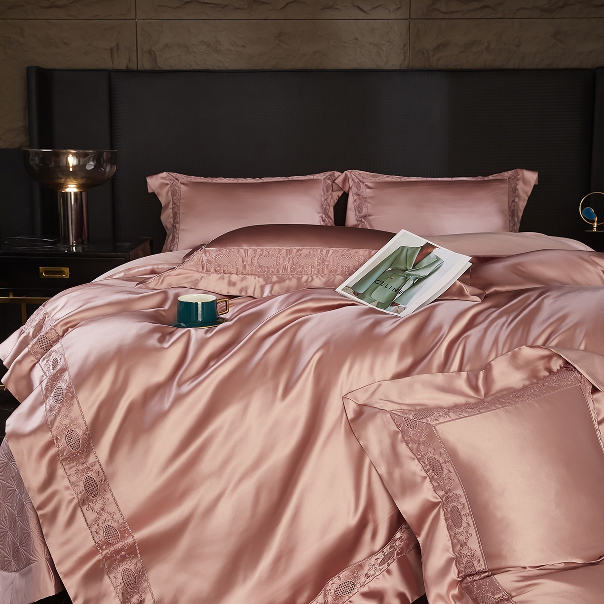 91家纺网 家纺一手货源 找家纺 （总）edra 2026新款真丝天丝轻奢床盖款四件套-圣罗兰