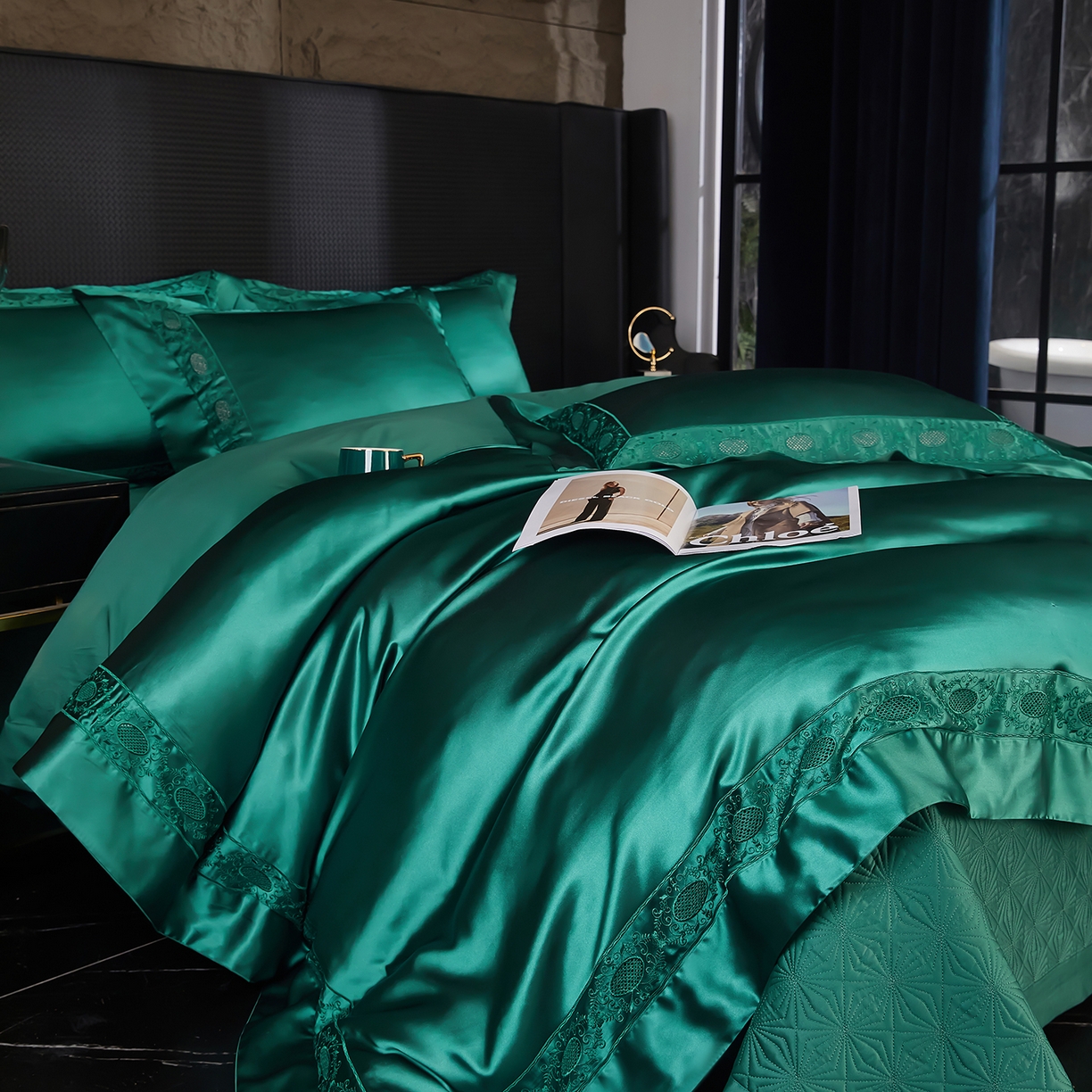 edra 2026新款真丝天丝轻奢床盖款四件套-圣罗兰 圣罗兰绿色
