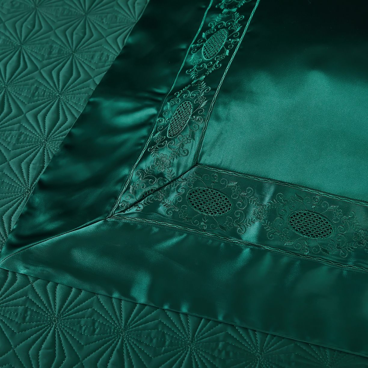 91家纺网 家纺一手货源 找家纺 edra 2026新款真丝天丝轻奢床盖款四件套-圣罗兰 圣罗兰绿色