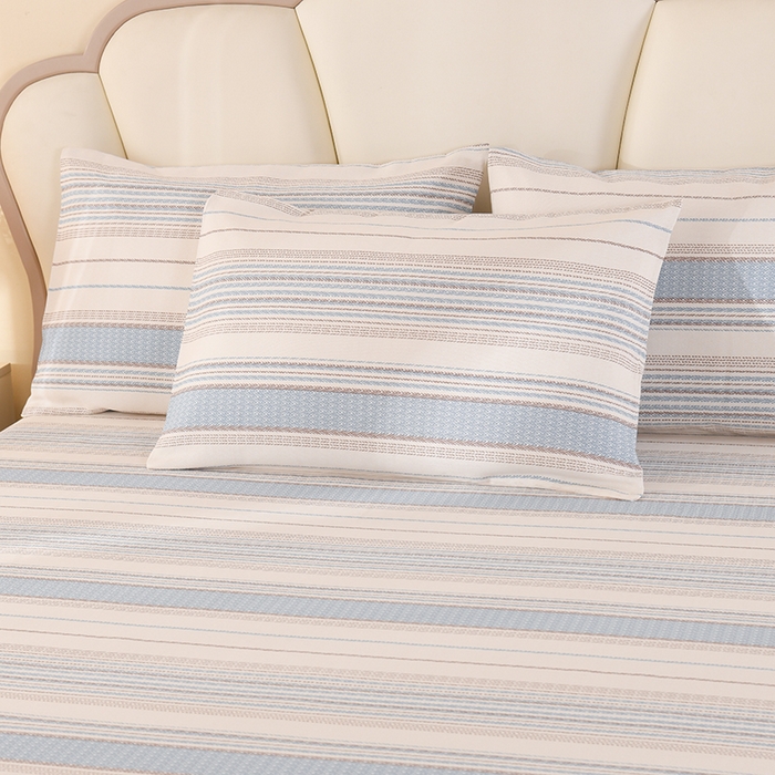 91家纺网 家纺一手货源 找家纺 2026新款细纱老粗布床单床笠凉席席子三件套 经典条纹