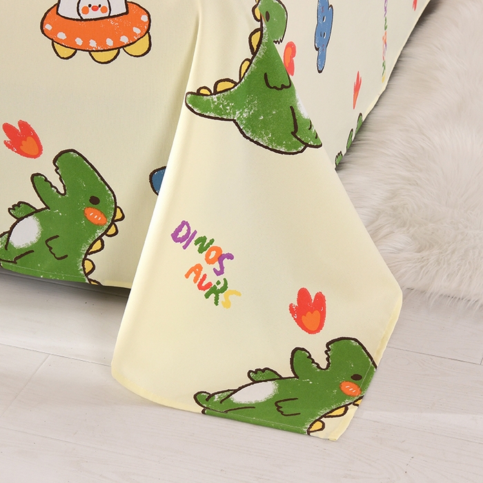 91家纺网 家纺一手货源 找家纺 2026新款细纱老粗布床单床笠凉席席子三件套 恐龙乐园