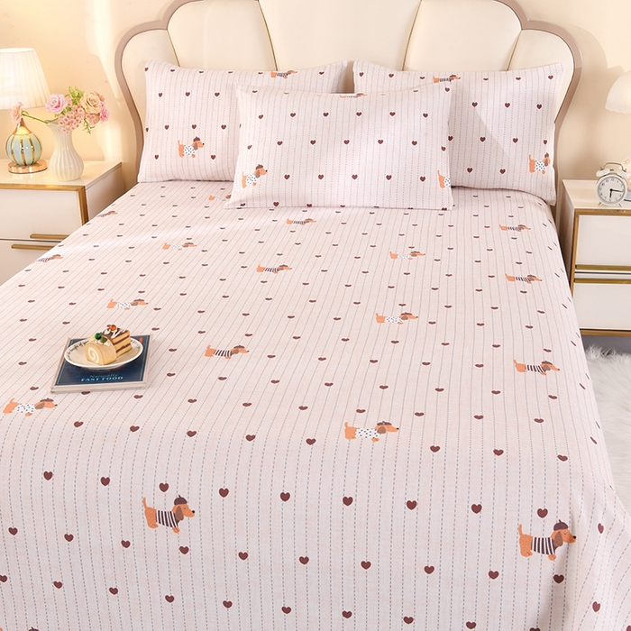 91家纺网 家纺一手货源 找家纺 2026新款细纱老粗布床单床笠凉席席子三件套 腊肠狗