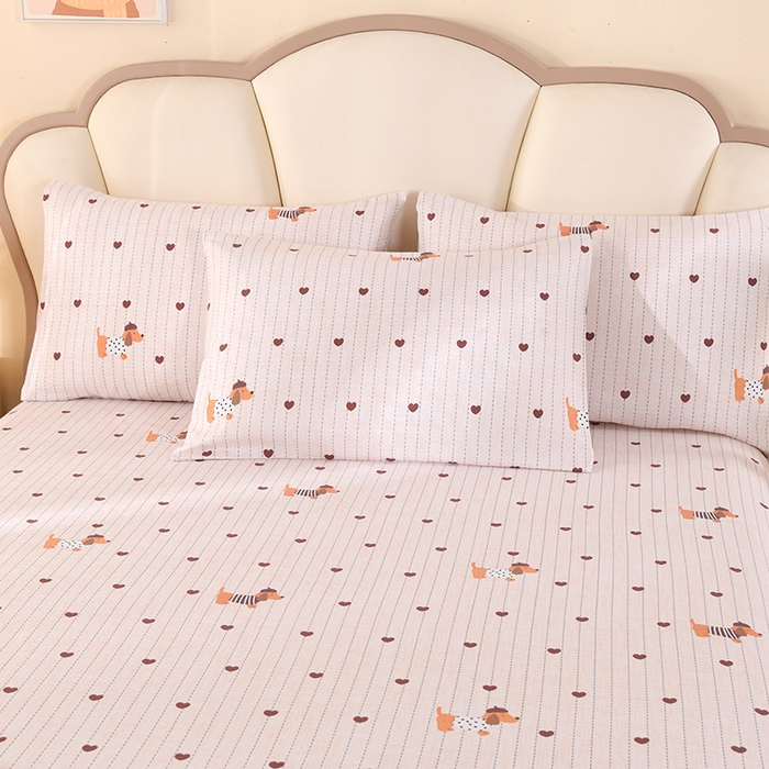 91家纺网 家纺一手货源 找家纺 2026新款细纱老粗布床单床笠凉席席子三件套 腊肠狗