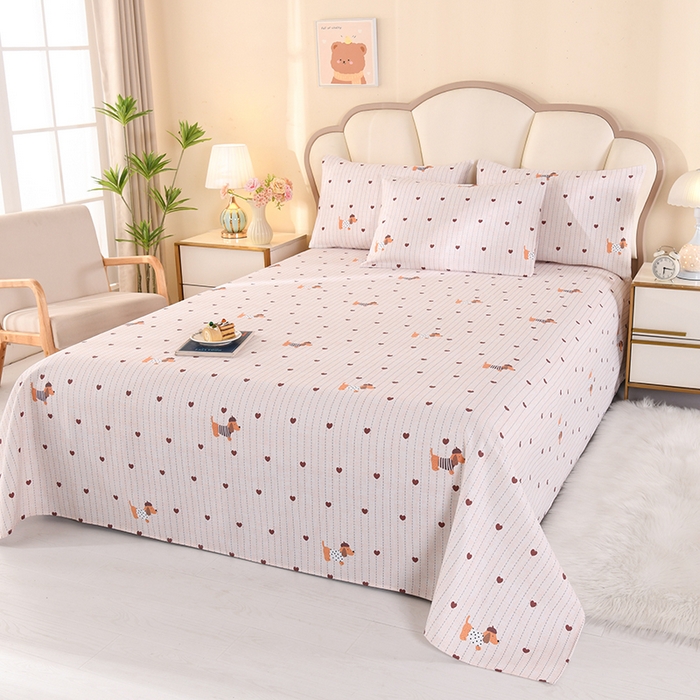 2026新款细纱老粗布床单床笠凉席席子三件套 腊肠狗