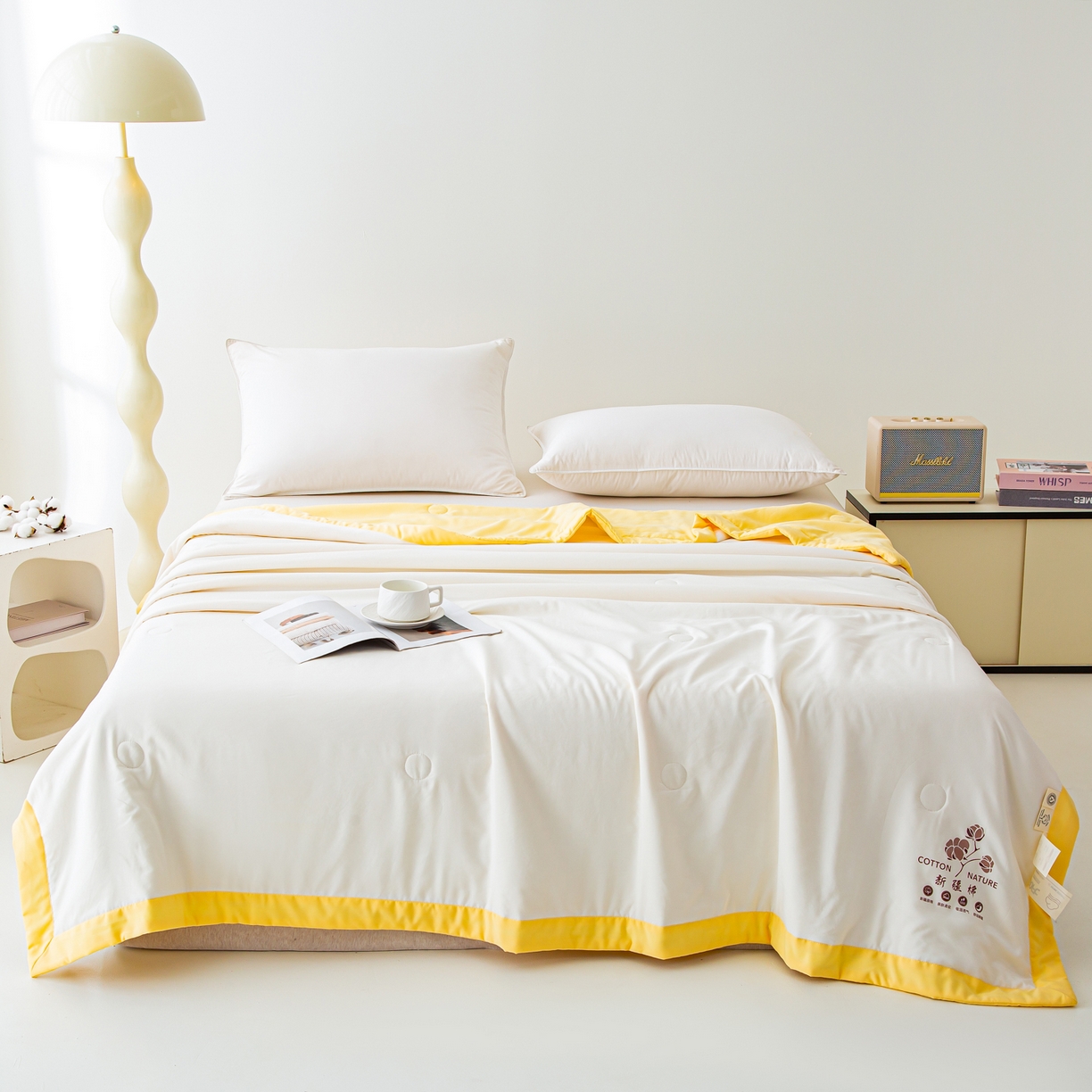 91家纺网 家纺一手货源 找家纺 美之润家纺 2026新款纯色棉花夏被 夏屿-白米