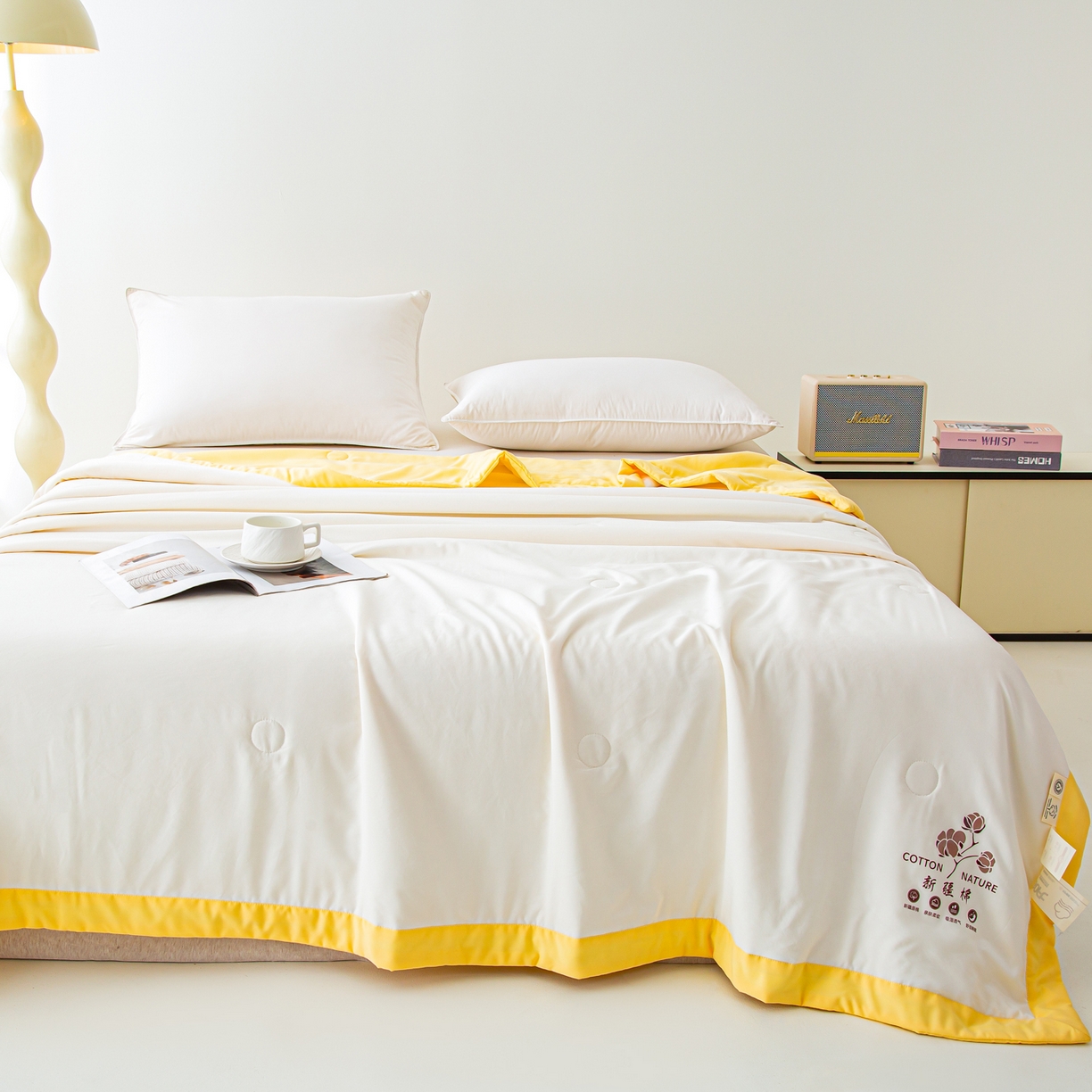 91家纺网 家纺一手货源 找家纺 美之润家纺 2026新款纯色棉花夏被 夏屿-白米