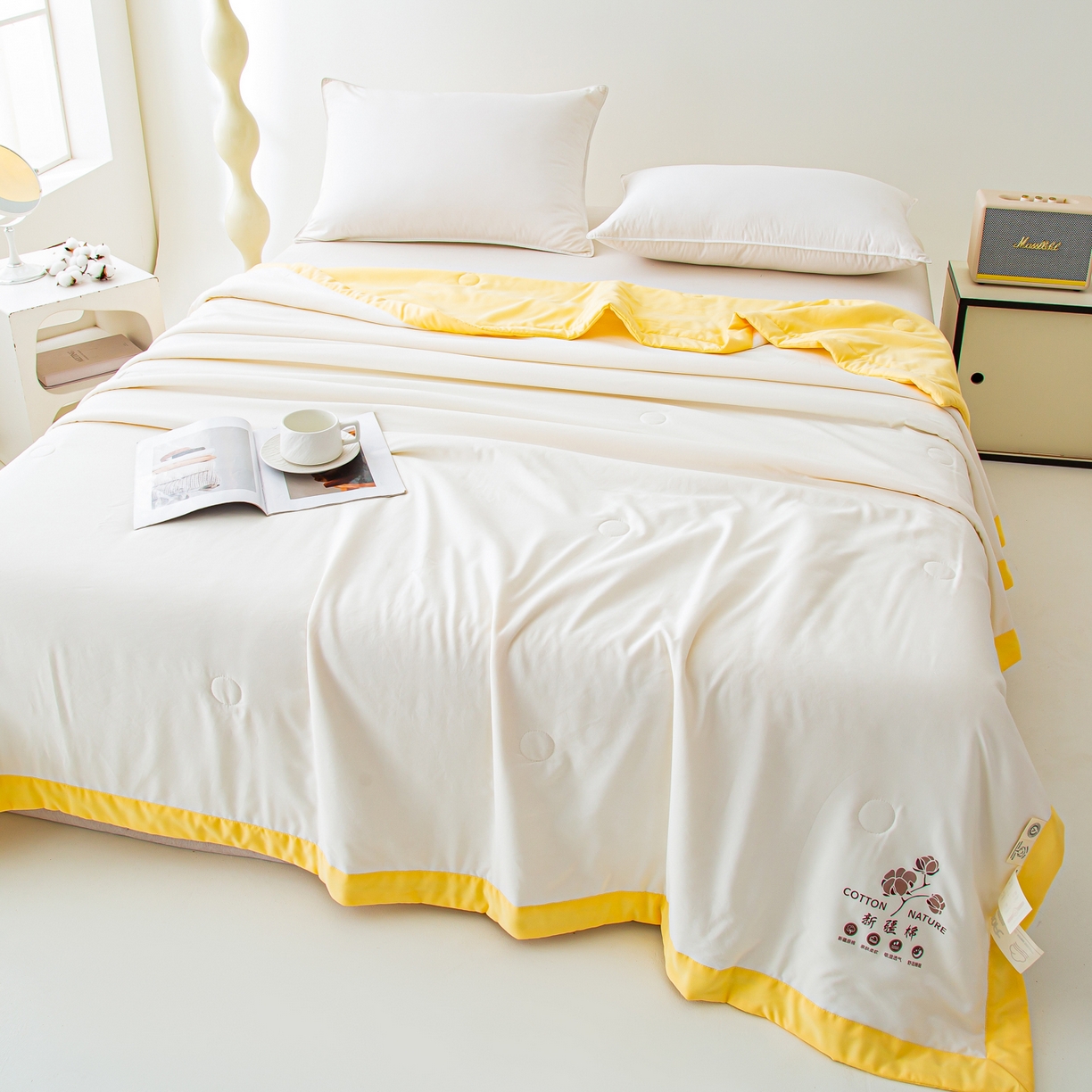 91家纺网 家纺一手货源 找家纺 美之润家纺 2026新款纯色棉花夏被 夏屿-白米