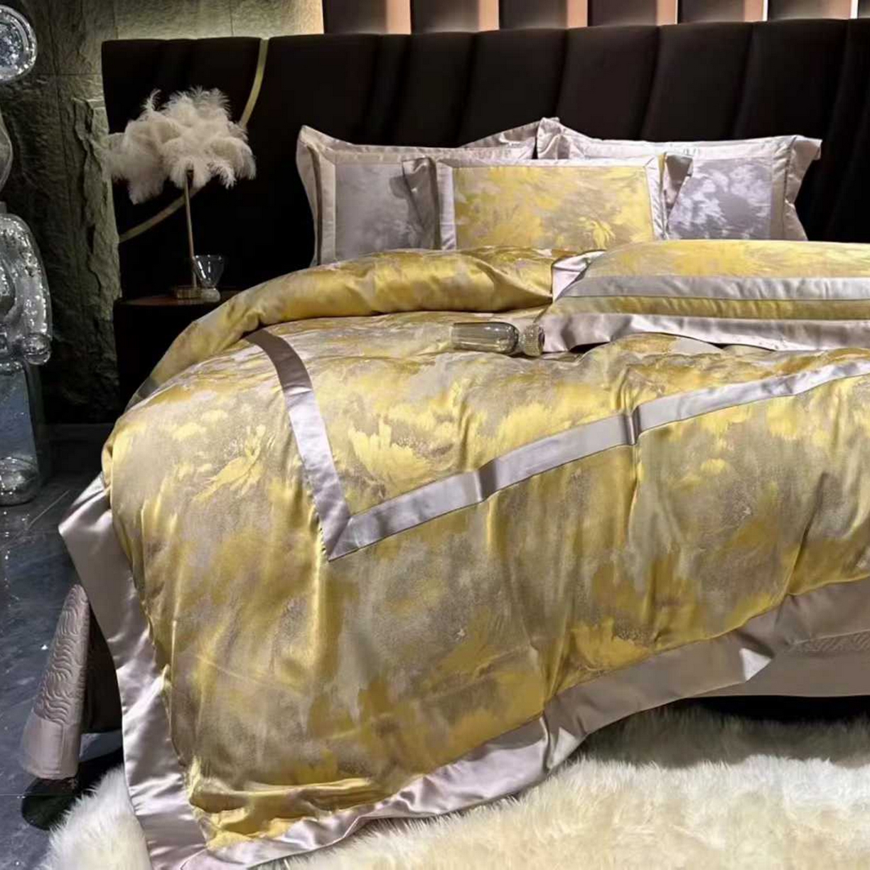 （总）edra 2026新款真丝天丝轻奢提花床盖款四件套-朝花夕拾