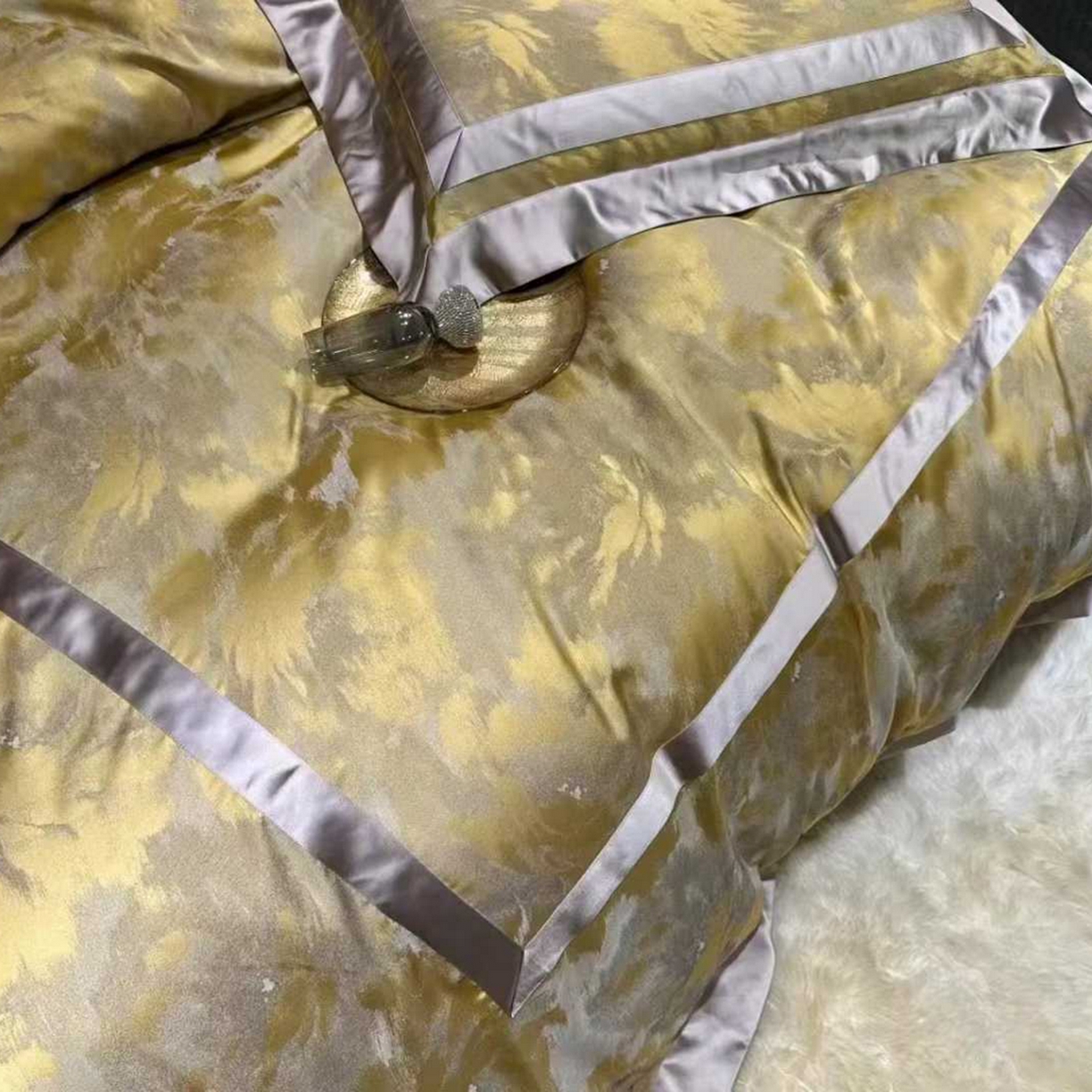 91家纺网 家纺一手货源 找家纺 （总）edra 2026新款真丝天丝轻奢提花床盖款四件套-朝花夕拾