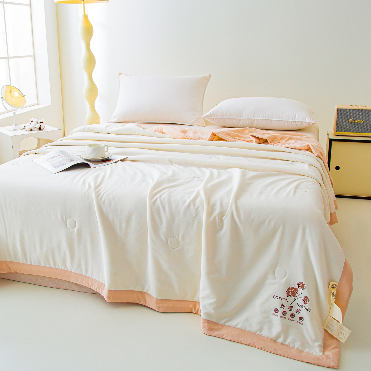 91家纺网 家纺一手货源 找家纺 美之润家纺 2026新款纯色棉花夏被 夏屿-白玉