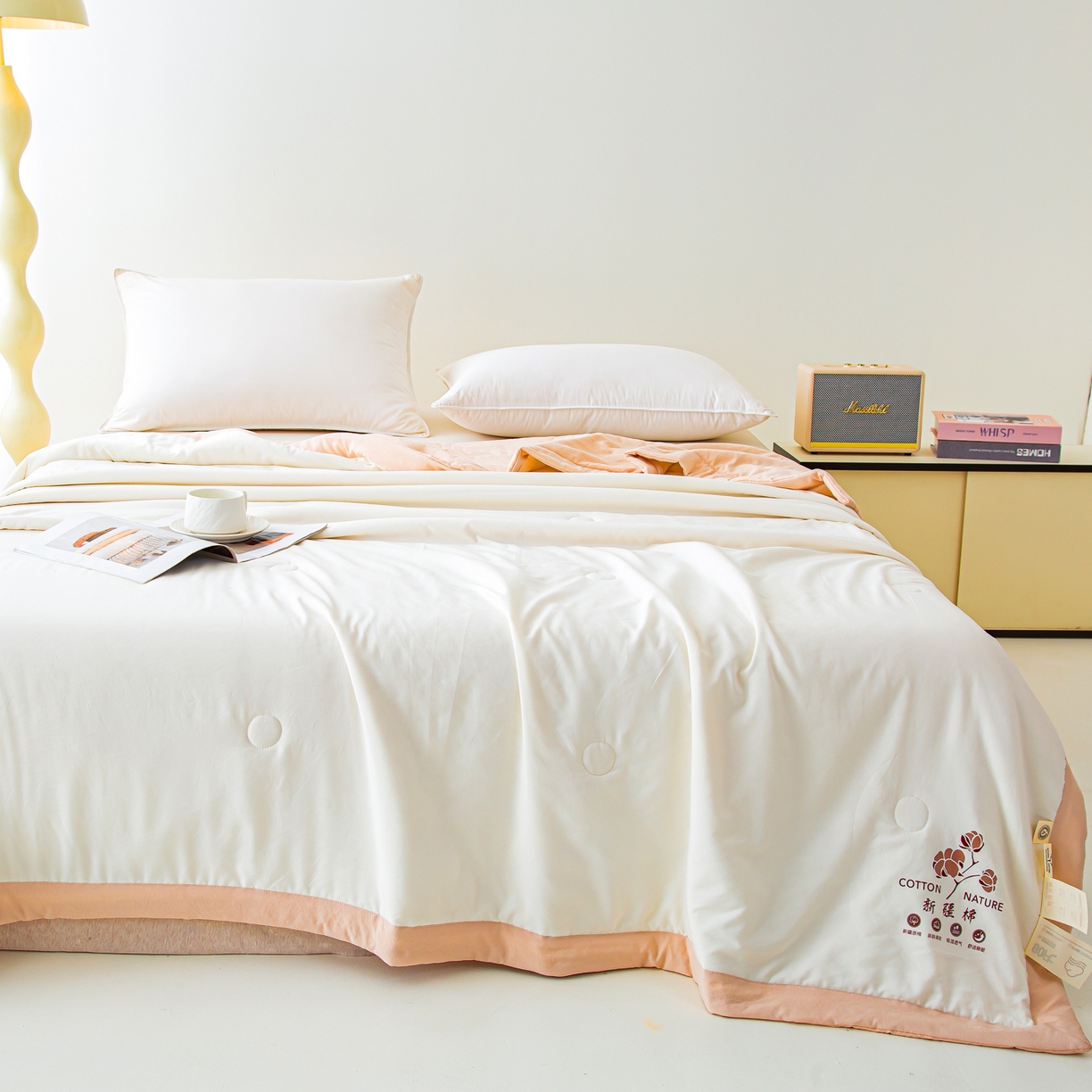 91家纺网 家纺一手货源 找家纺 美之润家纺 2026新款纯色棉花夏被 夏屿-白玉