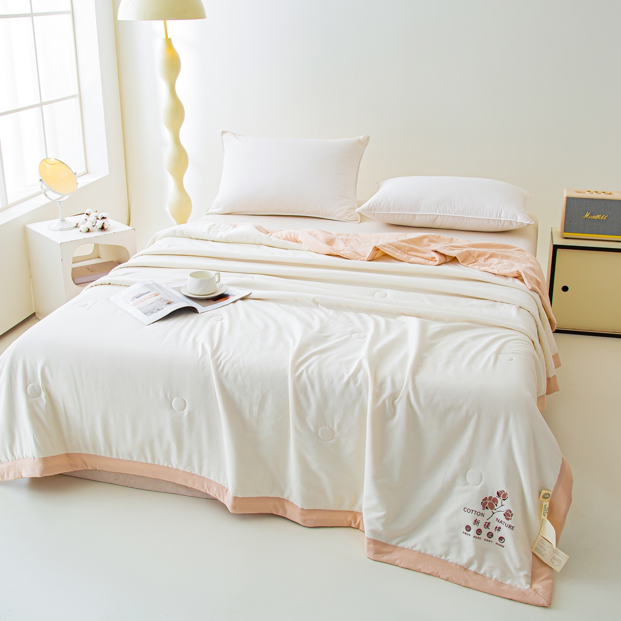 91家纺网 家纺一手货源 找家纺 美之润家纺 2026新款纯色棉花夏被 夏屿-白玉