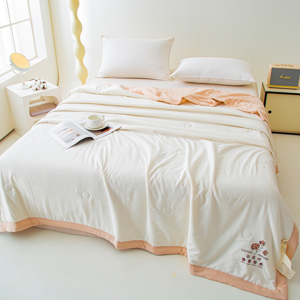 91家纺网 家纺一手货源 找家纺 美之润家纺 2026新款纯色棉花夏被 夏屿-白玉