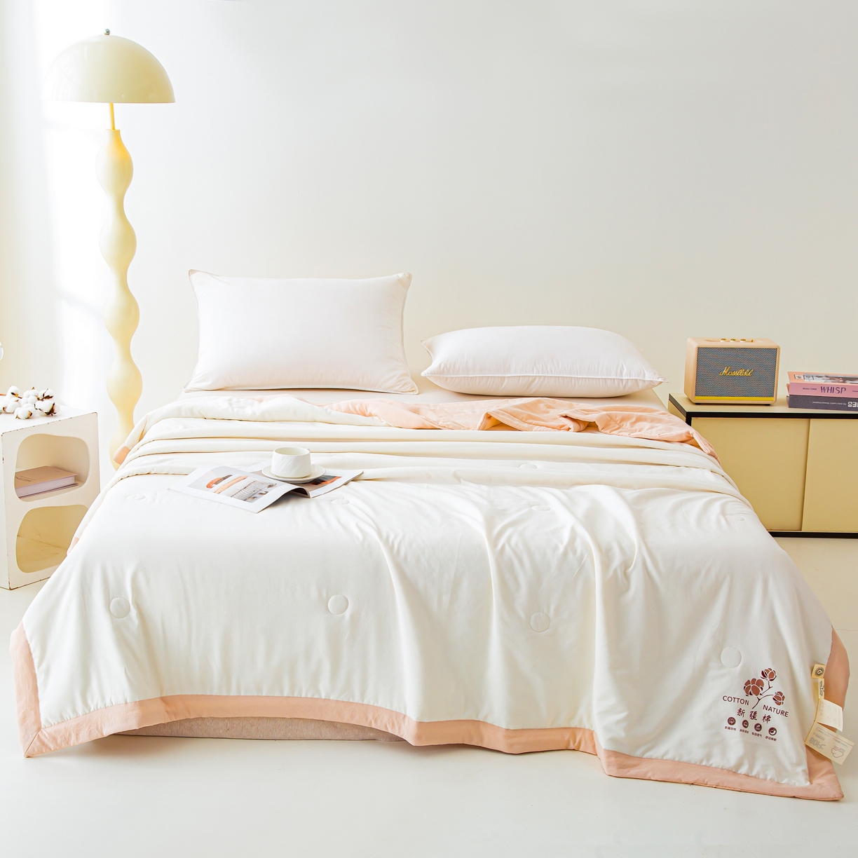 91家纺网 家纺一手货源 找家纺 美之润家纺 2026新款纯色棉花夏被 夏屿-白玉