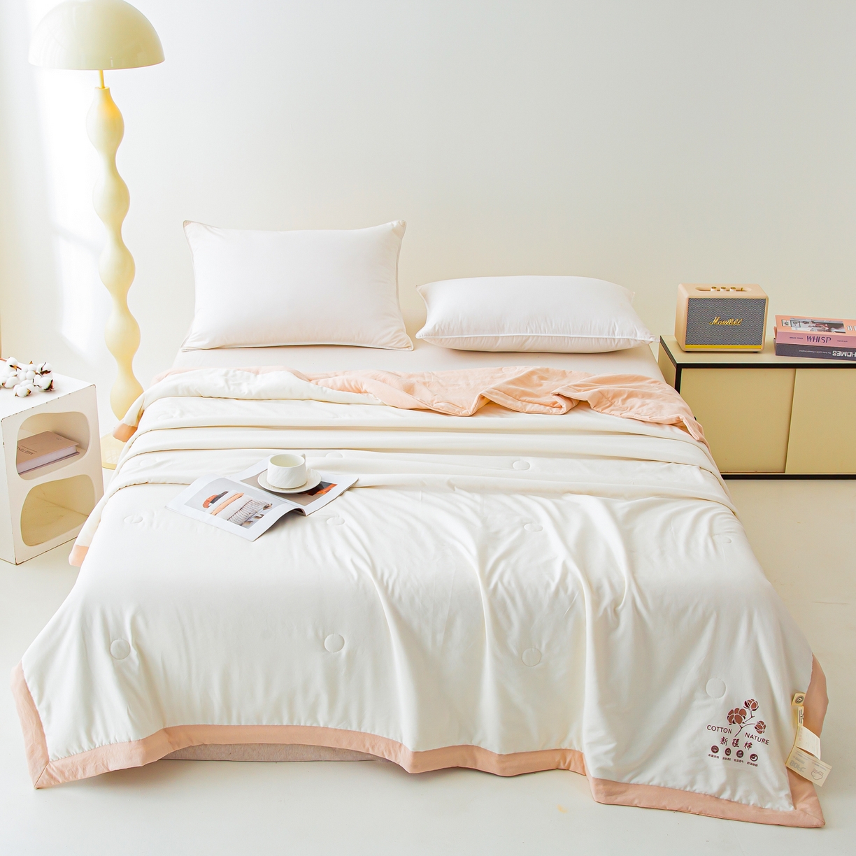 91家纺网 家纺一手货源 找家纺 美之润家纺 2026新款纯色棉花夏被 夏屿-白玉