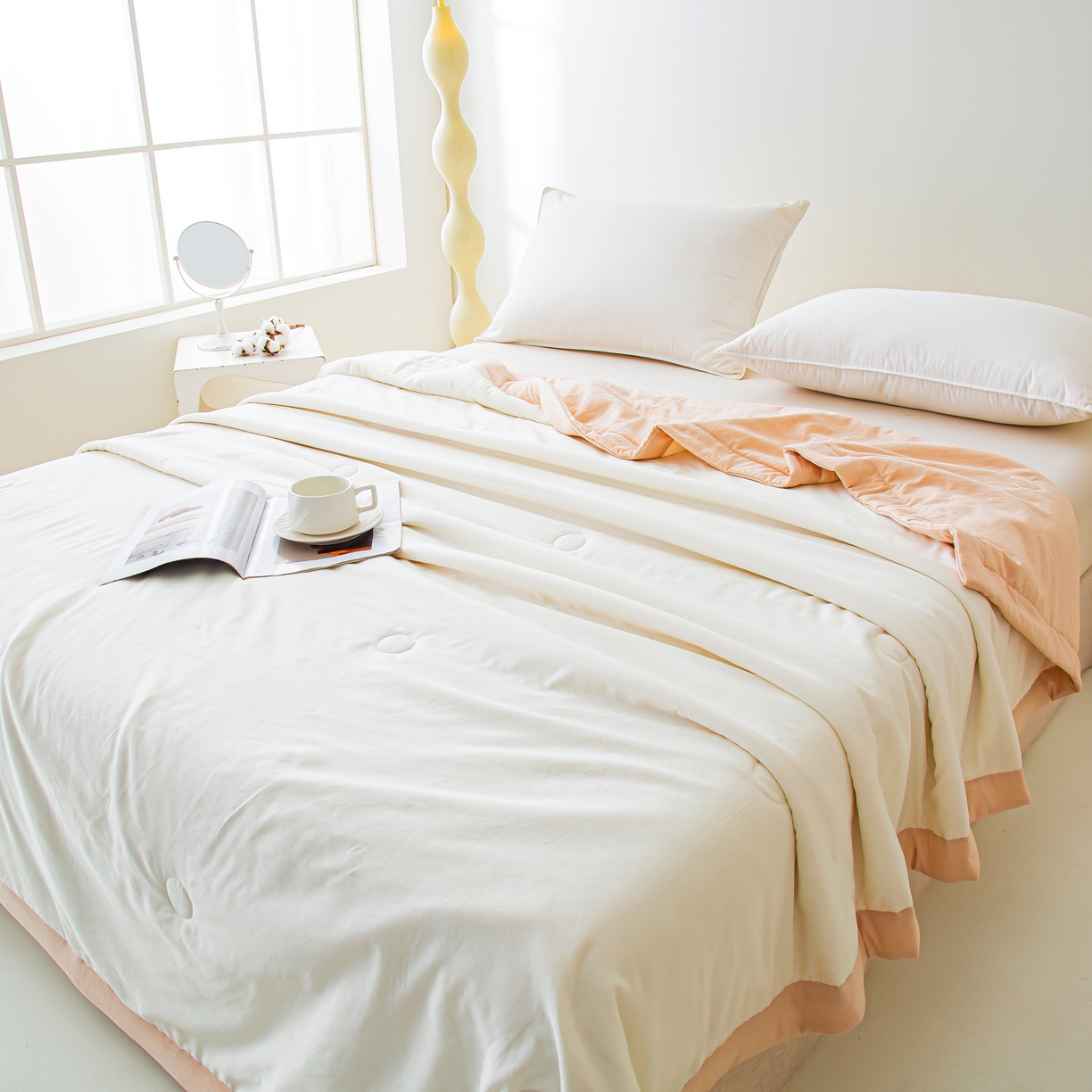 91家纺网 家纺一手货源 找家纺 美之润家纺 2026新款纯色棉花夏被 夏屿-白玉