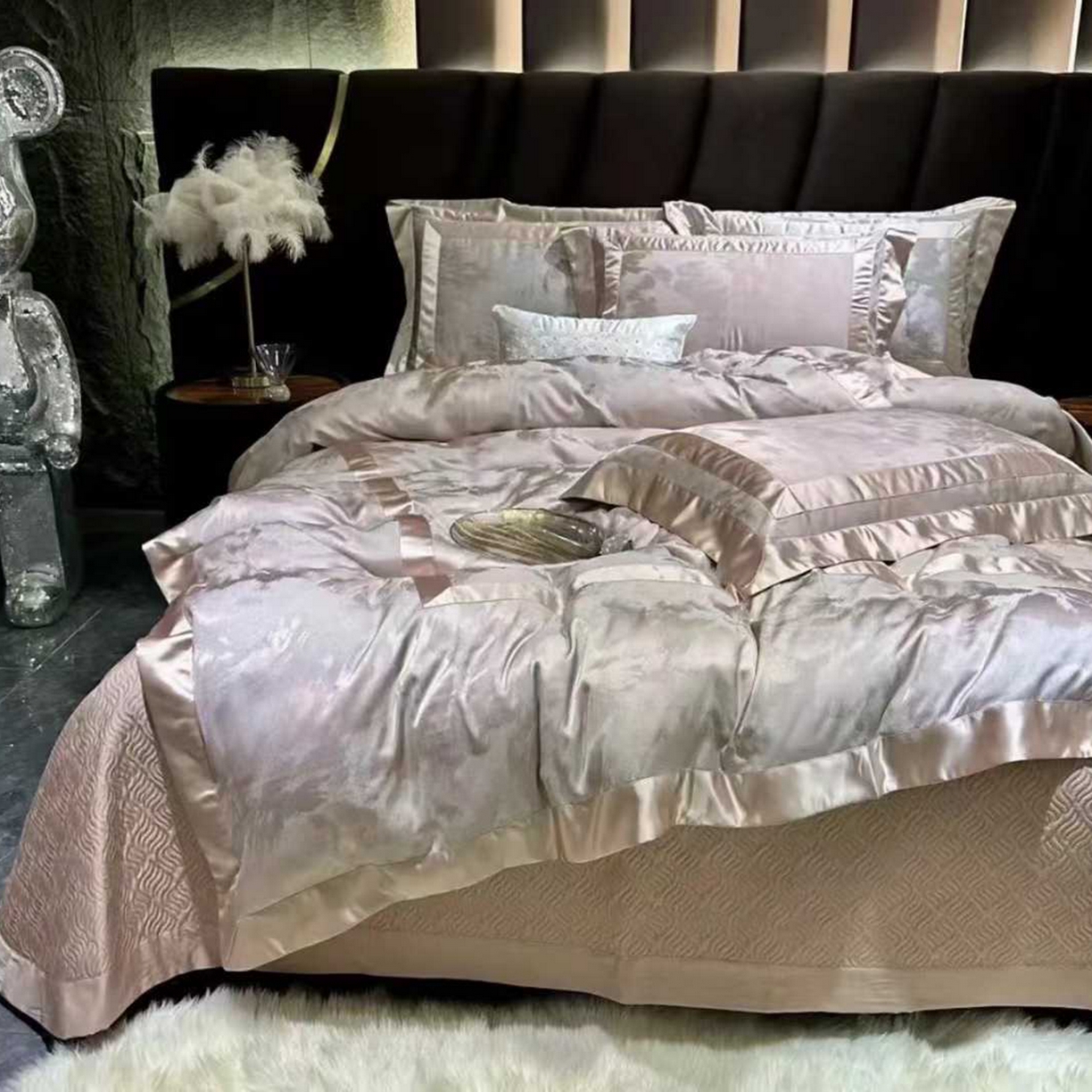 91家纺网 家纺一手货源 找家纺 （总）edra 2026新款真丝天丝轻奢提花床盖款四件套-朝花夕拾