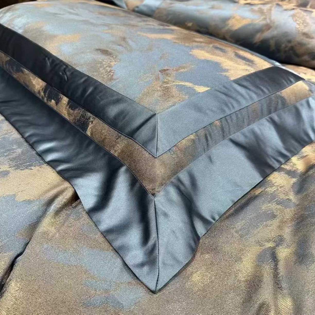 91家纺网 家纺一手货源 找家纺 edra 2026新款真丝天丝轻奢提花床盖款四件套-朝花夕拾 朝花夕拾-蓝