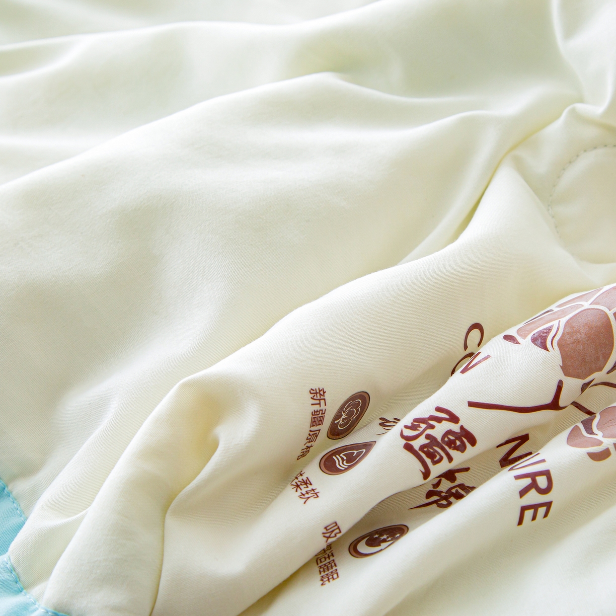 91家纺网 家纺一手货源 找家纺 美之润家纺 2026新款纯色棉花夏被 夏屿-奶白蓝