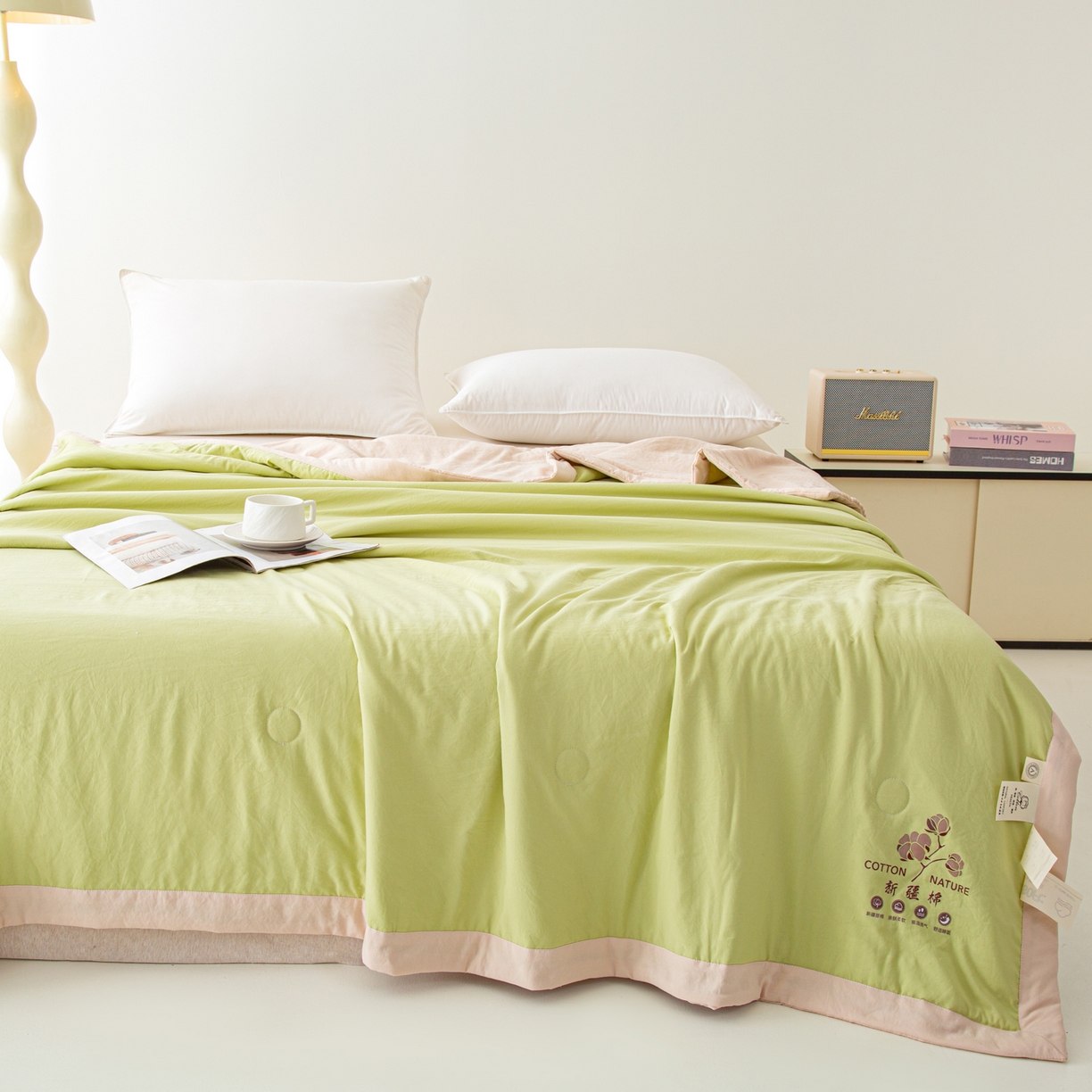 91家纺网 家纺一手货源 找家纺 美之润家纺 2026新款纯色棉花夏被 夏屿-牛油果