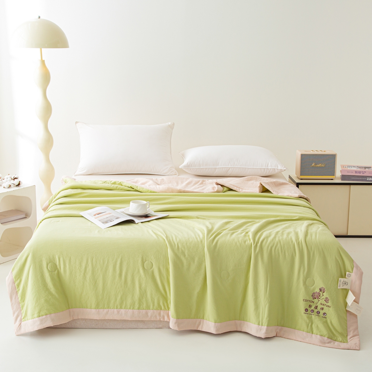 91家纺网 家纺一手货源 找家纺 美之润家纺 2026新款纯色棉花夏被 夏屿-牛油果