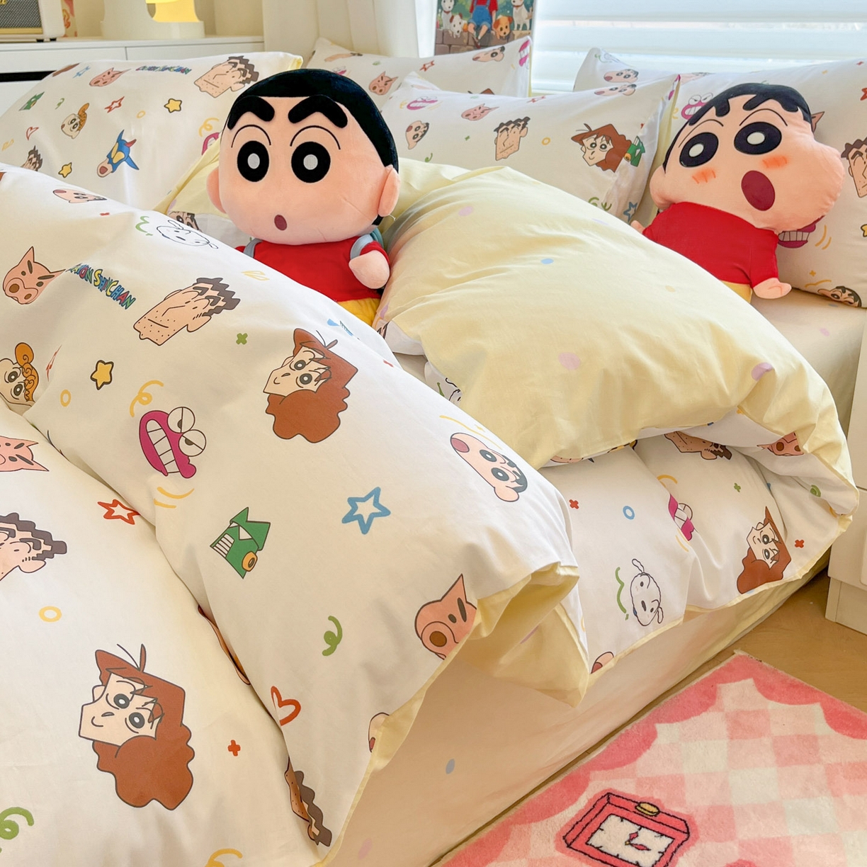 91家纺网 家纺一手货源 找家纺 （总）暮思家居 2026春夏新款正版授权蜡笔小新全棉纯棉四件套系列