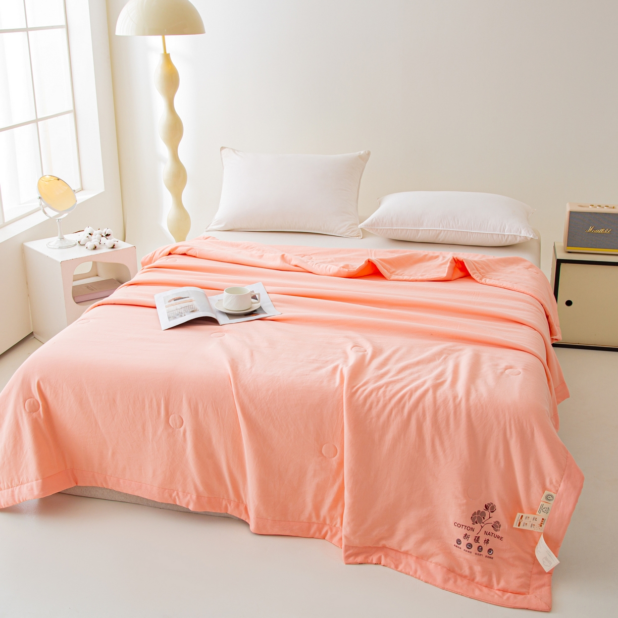 91家纺网 家纺一手货源 找家纺 美之润家纺 2026新款纯色棉花夏被 夏屿-少女粉