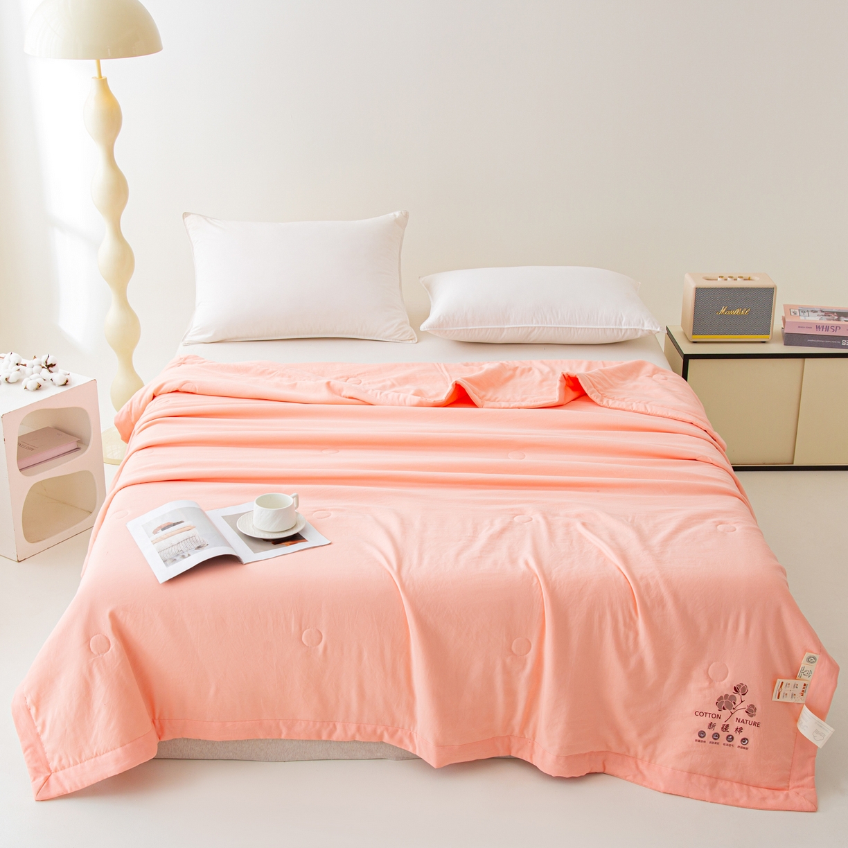 91家纺网 家纺一手货源 找家纺 美之润家纺 2026新款纯色棉花夏被 夏屿-少女粉