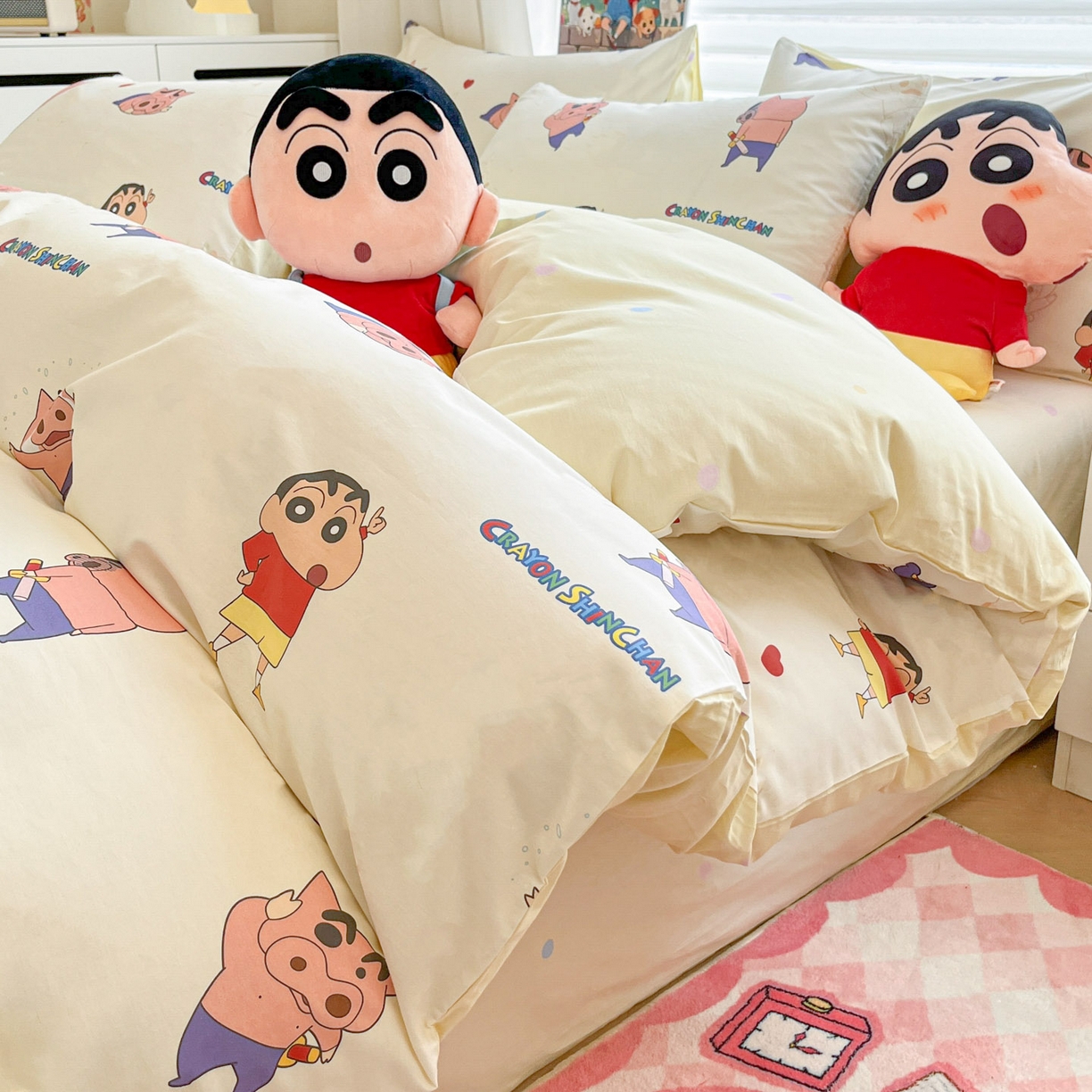 91家纺网 家纺一手货源 找家纺 （总）暮思家居 2026春夏新款正版授权蜡笔小新全棉纯棉四件套系列