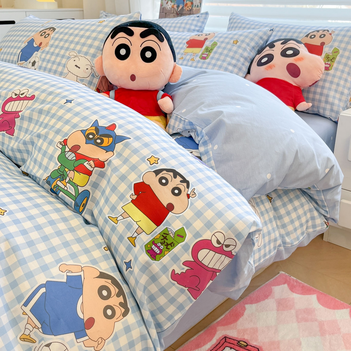 91家纺网 家纺一手货源 找家纺 （总）暮思家居 2026春夏新款正版授权蜡笔小新全棉纯棉四件套系列