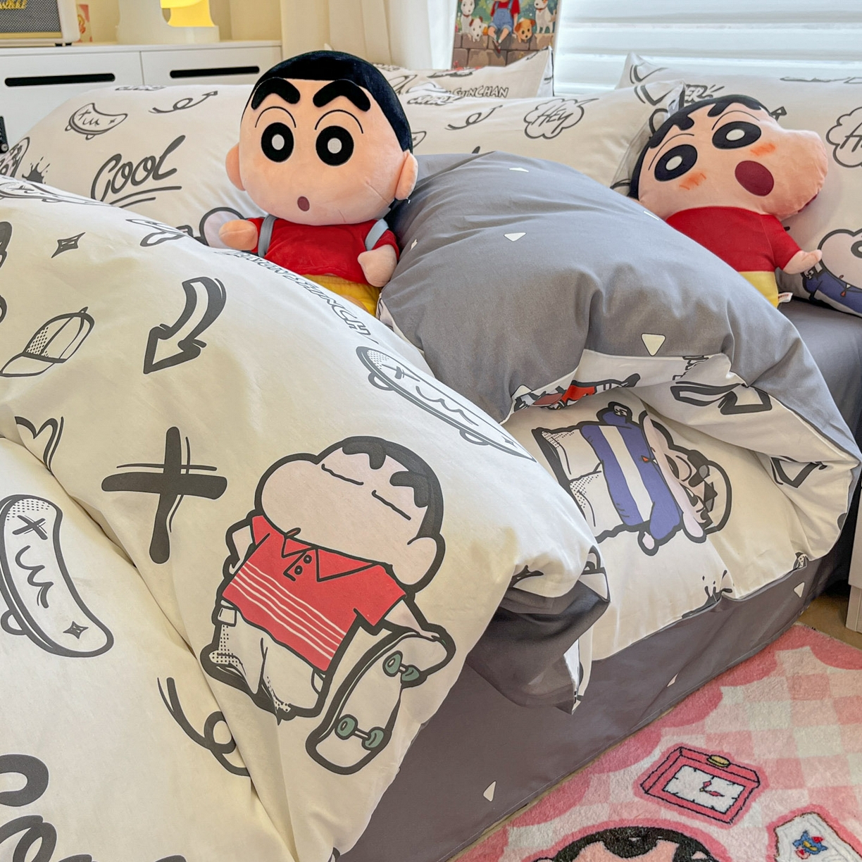 91家纺网 家纺一手货源 找家纺 （总）暮思家居 2026春夏新款正版授权蜡笔小新全棉纯棉四件套系列