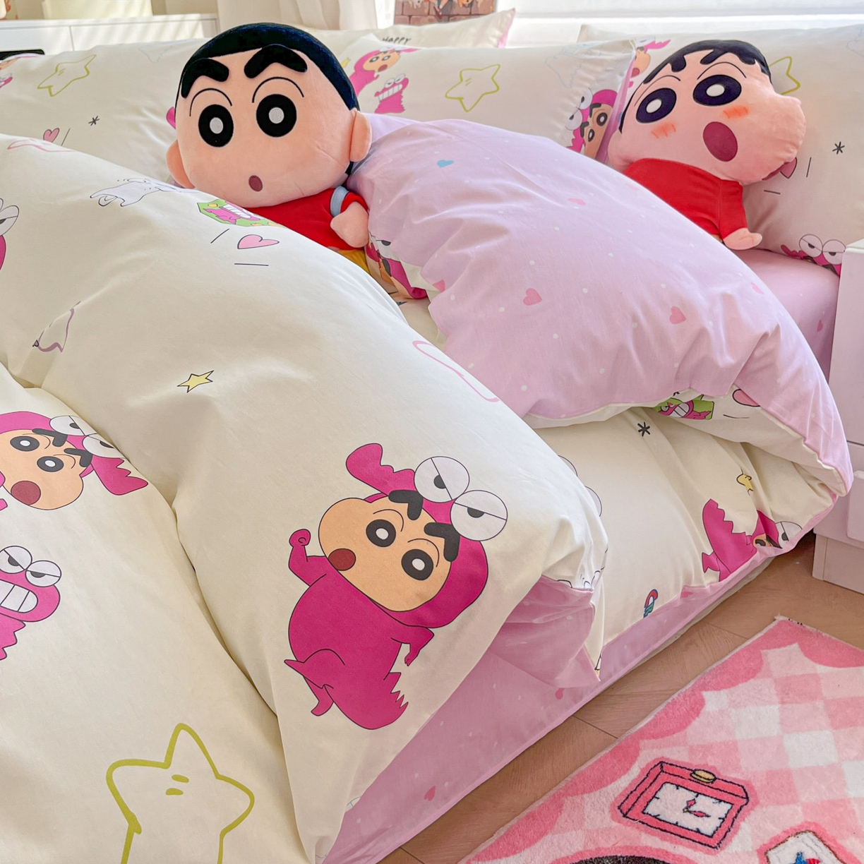 暮思家居 2026春夏新款正版授权蜡笔小新全棉纯棉四件套系列 百变小新