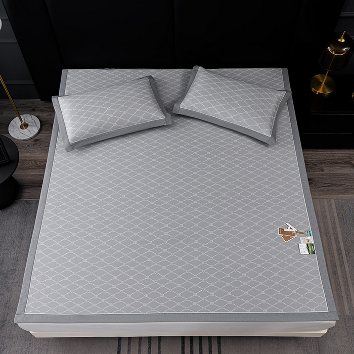 91家纺网 家纺一手货源 找家纺 小牛席业 2026新款轻奢风凉感冰丝席-月亮爱心系列凉席藤席冰藤席冰丝席可机洗凉感冰丝席豆豆席PE霸王藤席 灰色