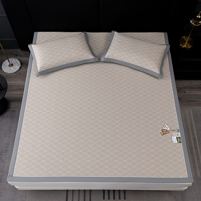 91家纺网 家纺一手货源 找家纺 小牛席业 2026新款轻奢风凉感冰丝席-月亮爱心系列凉席藤席冰藤席冰丝席可机洗凉感冰丝席豆豆席PE霸王藤席 香槟