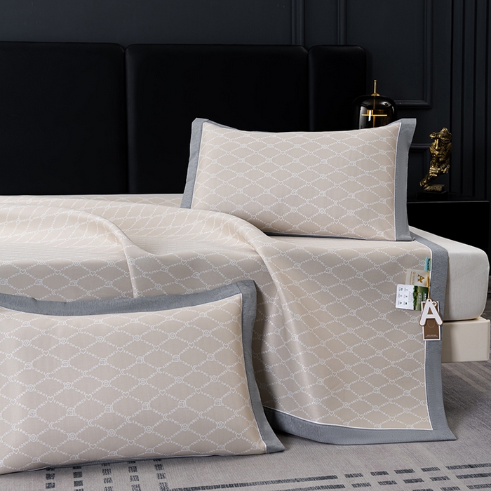 91家纺网 家纺一手货源 找家纺 （总）小牛席业 2026新款轻奢风凉感冰丝席-月亮爱心系列凉席藤席冰藤席冰丝席可机洗凉感冰丝席豆豆席PE霸王藤席