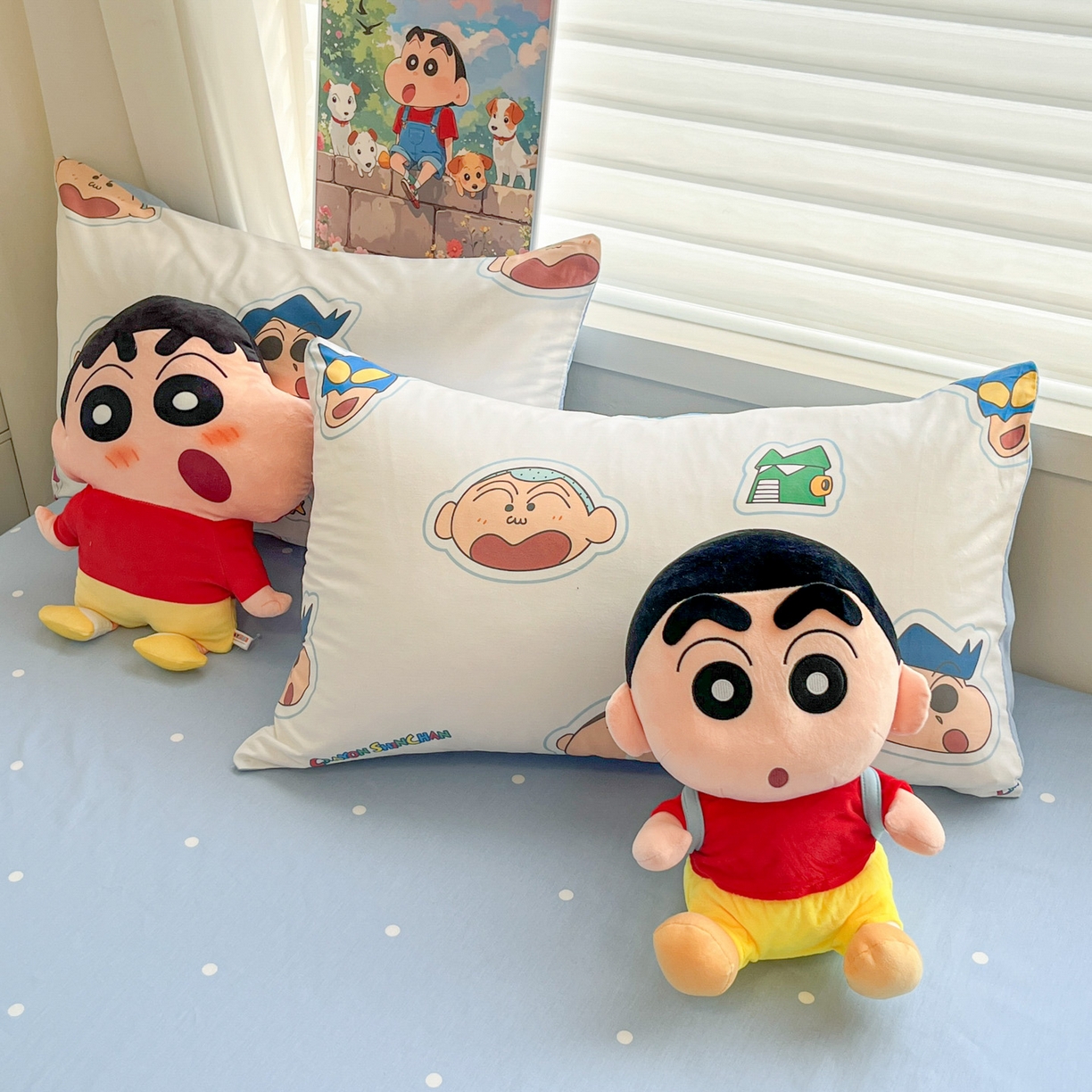 91家纺网 家纺一手货源 找家纺 暮思家居 2026春夏新款正版授权蜡笔小新全棉纯棉四件套系列 趣味小新