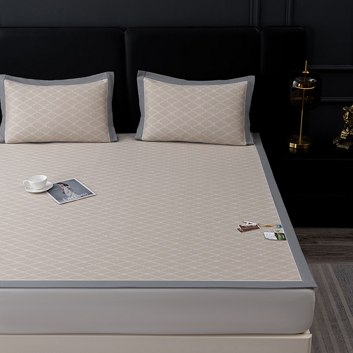 91家纺网 家纺一手货源 找家纺 小牛席业 2026新款轻奢风凉感冰丝席-月亮爱心系列凉席藤席冰藤席冰丝席可机洗凉感冰丝席豆豆席PE霸王藤席 香槟