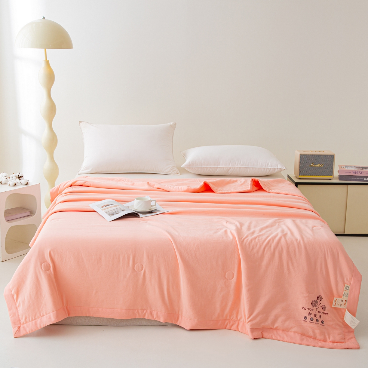 91家纺网 家纺一手货源 找家纺 美之润家纺 2026新款纯色棉花夏被 夏屿-少女粉