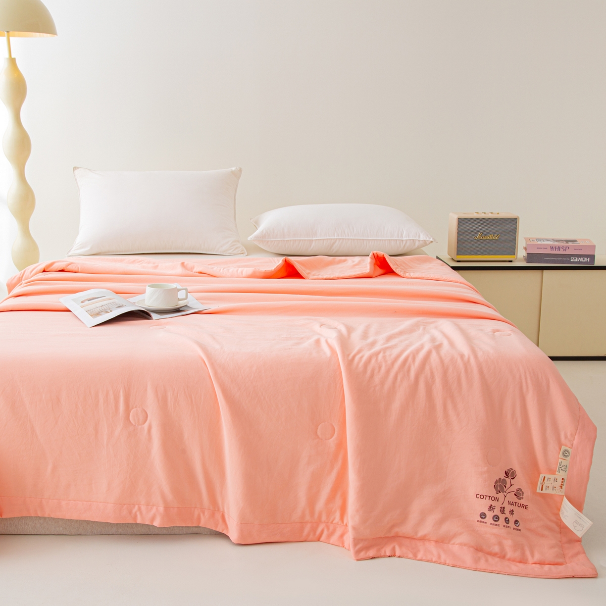 91家纺网 家纺一手货源 找家纺 美之润家纺 2026新款纯色棉花夏被 夏屿-少女粉