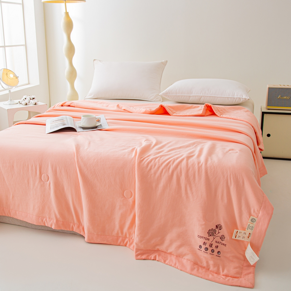 91家纺网 家纺一手货源 找家纺 美之润家纺 2026新款纯色棉花夏被 夏屿-少女粉