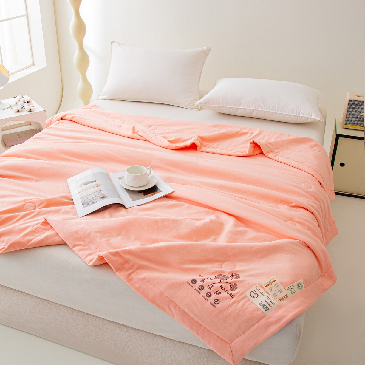 91家纺网 家纺一手货源 找家纺 美之润家纺 2026新款纯色棉花夏被 夏屿-少女粉